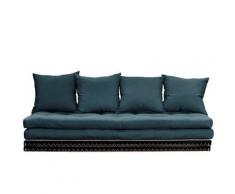 Banquette futon tatami CHICO bleu pétrole couchage 2 x 70*200 cm. - bleu