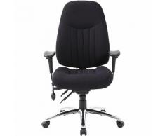 Chaise d'atelier pivotante Alpha - avec accoudoirs et habillage tissu, noir