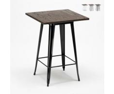 Table haute pour tabourets Tolix industriel en métal acier et bois 60x60 Welded | Couleur: Noir
