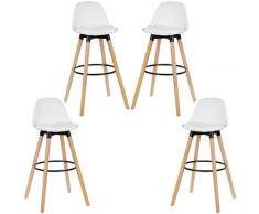 Lot de 4 tabourets pieds en bois de hêtre multicolore pour le petit-déjeuner