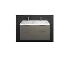 Burgbad Eqio lavabo en fonte minérale avec meuble sous-lavabo et meuble sous-vasque LED éclairage