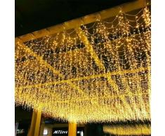 96 LEDs Rideaux Lumineux à 4m*0.6m Guirlande Lumière Chaud et Blanc