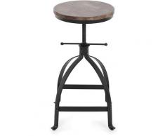 Tabouret de bar industriel en bois - Ikayaa