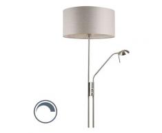 Lampadaire acier et gris avec bras de lecture réglable - Luxor Moderne Luminaire avec variateur