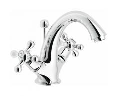 Robinet pour lavabo monotrou à deux leviers Grazia GRC5118/6 | Chromé - Vidage automatique 1'1/4