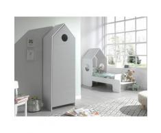 Pack - Lit Cabane Enfant & Armoire casami Ii Blanc & Gris - Paris Prix
