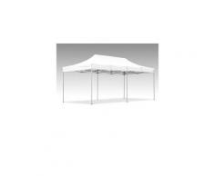 Tente pliante V3S5-Pro PVC blanc - 3 x 6m, Façade de droite 3m Avec porte, Façade arrière 6m
