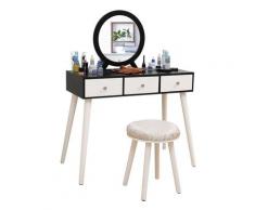 Coiffeuses avec Tabouret, Miroir avec et 3 Tiroirs,pour Chambre ou Dressing