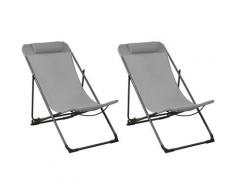 Proloisirs - Chilienne en acier et toile Globe (Lot de 2) graphite et perle - Graphite et perle