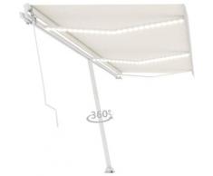Auvent manuel rétractable avec LED 600x350 cm Crème