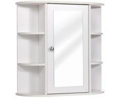 Meuble Armoire Salle de Bain en Mdf Avec Miroir Porte Murale Armoire de Rangement avec étagère Mohoo