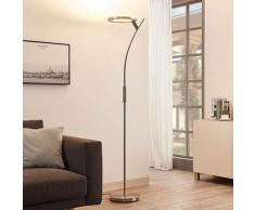 LED Lampadaire à intensité variable 'Darion' en métal pour salon & salle à manger - nickel satiné,