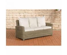 Canapé 3 places Fisolo 5 mm polyrotin rond rond/nature Blanc beige