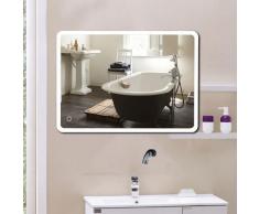 Miroir de salle de bain d'angle arrondi (70*50 cm, blanc froid)