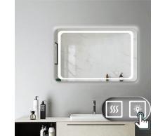 Aica Sanitaire - Miroir salle de bain 140x80cm anti-buée Mural Lumière Illumination avec éclairage