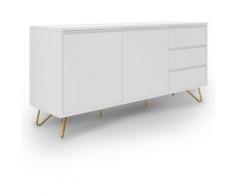 ELOISE - Buffet enfilade blanc équipé de 3 tiroirs et 2 portes