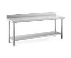 Table Adossée Inox Avec Étagère Professionnelle Plan De Travail 200*60 cm 160 kg
