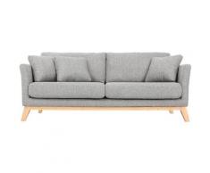 Canapé scandinave 3 places déhoussable pieds bois OSLO - Gris perle