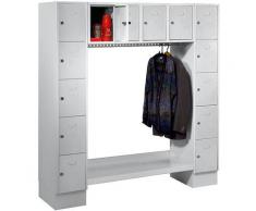 Wolf Vestiaire, ouvert - h x l h.t. 1850 x 1800 mm, 14 casiers - gris clair - Coloris des portes: