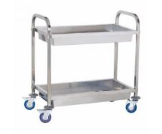 Chariot de service cuisine professionnel inox 2 bacs max 320 kg