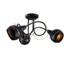 Etc-shop - Plafonnier télécommandé boules de verre spot cocarde noir-or lampe dimmable dans un
