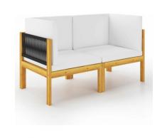 Youthup - Banc de jardin à 2 places avec coussins Bois d'acacia massif