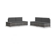 Salon de jardin 4 pcs Resine tressee Gris