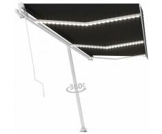 Auvent manuel rétractable avec LED 600x300 cm Anthracite