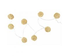 Paris Prix - Guirlande Lumineuse 8 Led boule Rotin 156cm Naturel