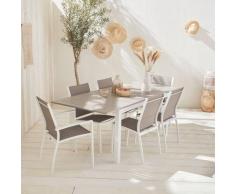 Salon de jardin table extensible - Chicago 210 Taupe - Table en aluminium 150/210cm avec rallonge