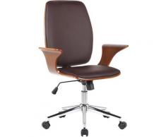 Fauteuil de bureau Burbank avec coque d'assise en bois Noyer/marron Similicuir