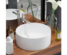 Lavabo Ronde Céramique Blanc 40x15 cm Vasque à Poser Salle de Bain