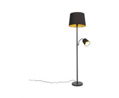 QAZQA retro - Lampadaire avec lampe de lecture Classique/Antique - 1 lumière - H 1597 mm - Noir