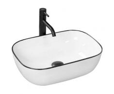 VASQUE À POSER LAVABO MARBEL - Blanc/Noir - REA