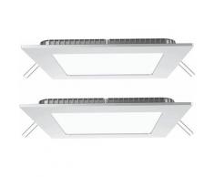 Lot de 2 plafonniers encastrés LED 18 watts, grille carrée en aluminium, lampes de couloir à