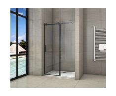 porte de douche coulissante 120x200cm porte de douche coulissante noir en 8mm verre anticalcaire