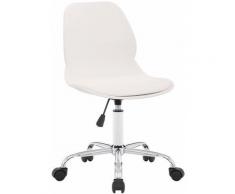 Tabouret de travail en plastique et simili-cuir pivotante et réglable blanc - blante