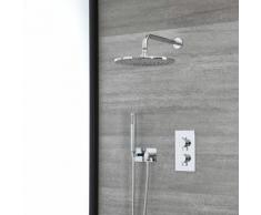Hudson Reed Como - Kit de Douche avec Mitigeur Thermostatique Pommeau Rond 30cm et Douchette