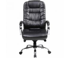 Chaise pivotante de bureau en cuir Verona - avec accoudoirs, noir