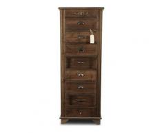 Chiffonnier 8 Tiroirs Bois 54.5x33x146.5cm - Décorations d'Autrefois - Marron