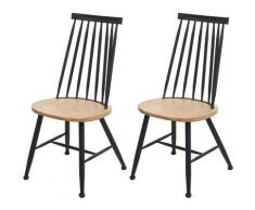 2x chaise de salle à manger HHG-873, chaise pour la cuisine, style rétro, métal, gastronomie ~