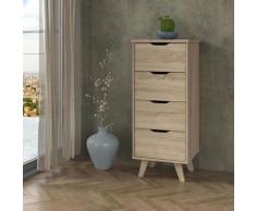 VANKKA Chiffonnier 4 tiroirs - Décor chene Sonoma - L 44 x P 42 x H 108 cm