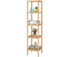 Etagère de Rangement Bibliothèque à 5 Niveau pour Jardin Balcon Cuisine Chambre en Bambou