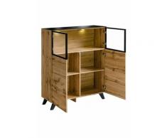 Ac-déco - Vitrine basse à poser - Thin - L 100 cm x P 40 cm x H 123 cm - Bois - Livraison gratuite