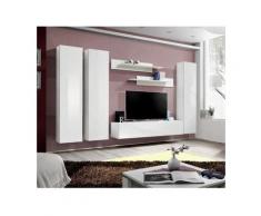 Price Factory - Meuble TV FLY C1 design, coloris blanc brillant. Meuble suspendu moderne et