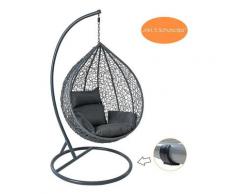 Hamac chaise, Fauteuil suspendu avec chaise en osier anthracite