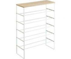 Etagère à chaussures en métal et bois Tower blanc - Blanc