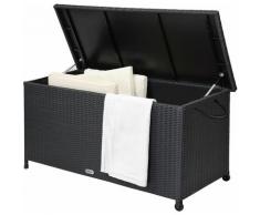 Coffre de rangement stockage noir 122x56x61cm Malle avec poignées et roues