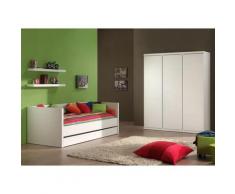 Pack - Lit Banquette Enfant, Tiroir, Armoire & Lot De 2 étagères lara Blanc - Paris Prix