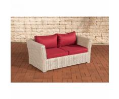 Canapé de jardin 2 places Mandal rond/blanc perle Rouge rubin